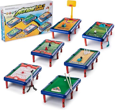 6 in 1 Sports Table Games for Kids - Mini Tabletop Pool, Hockey, Ice Hockey, Basketball, Golf, and Bowling - Great for Teaching Kids - Sports Games with Accessories in Kuwait