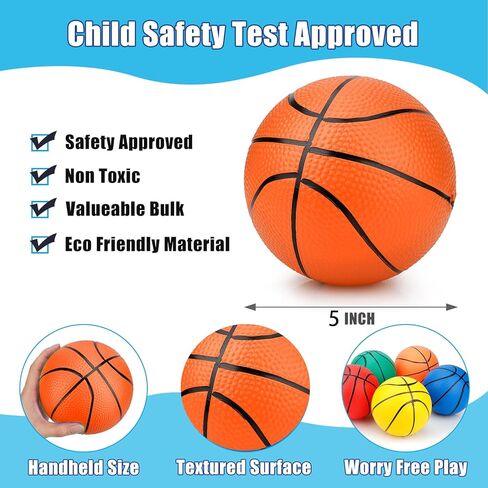 كرات كرة سلة صغيرة إسفنجية برتقالية مقاس 12.7 سم لمجموعة الأطواق الصغيرة الداخلية، كرة سلة إسفنجية ناعمة ترتفع ببطء| كرات الشاطئ لحمام السباحة، هدية رياضية رائعة للبالغين والأطفال، كرة الإجهاد الحسي (3 عبوات) in Kuwait