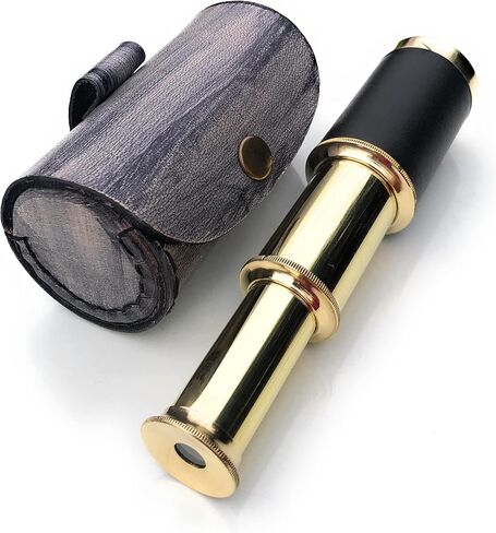 Brass Telescope Handheld Pirate Navigation Telescope with Cylindrical Leather Bag Brass Nautical Spyglass Gifting for Travelers Adventure Enthusiasts Collectible in Saudi Arabia
