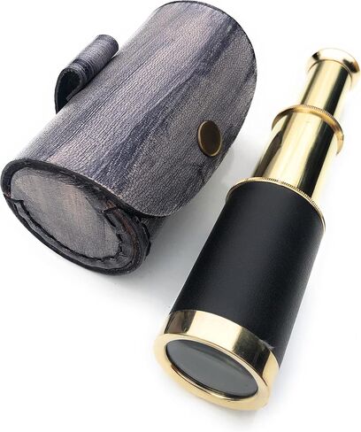 Brass Telescope Handheld Pirate Navigation Telescope with Cylindrical Leather Bag Brass Nautical Spyglass Gifting for Travelers Adventure Enthusiasts Collectible in Saudi Arabia