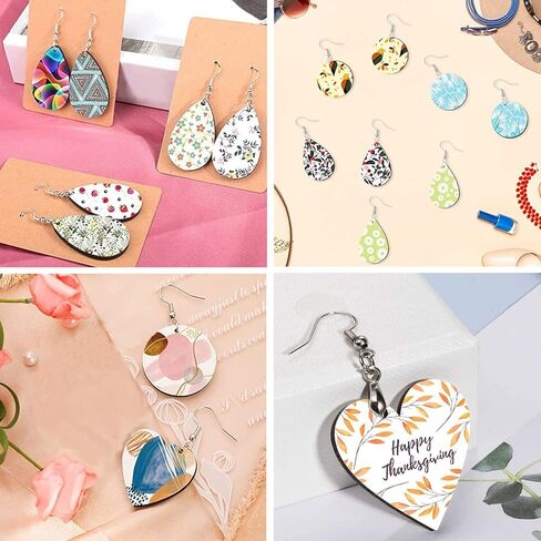 glacely 36 Pcs Sublimation Blank Earrings Unfinished Heat Transfer Sublimation Printing Earrings with Earring Hooks and Jump Rings and Earring Cards for Jewelry DIY Making(3 Shapes) in Kuwait