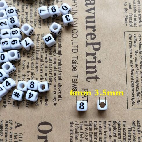 Amaney 600pcs White Acrylic Number Beads 0-9 Symbol # Heart with Storage Box 7x4mm in Kuwait