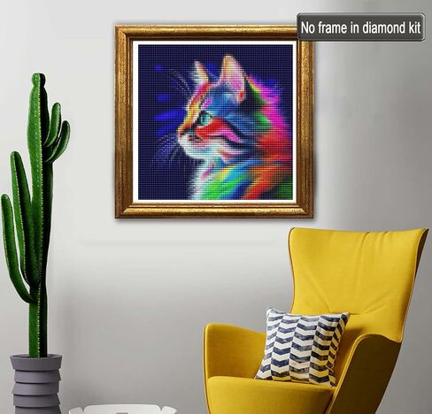 Jungobiu 5D الماس مجموعات الطلاء القط، DIY الماس الفن الحيوان مجموعات الطلاء مع الماس الحفر الكامل جولة الكريستال حجر الراين التطريز المستخدمة للمنزل مكتب الجدار الديكور 12x12 بوصة in Kuwait