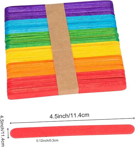ZOENHOU 1000 PCS Colored Popsicle Sticks, Large Colored Craft Sticks Wooden Lolly Sticks Jumbo Lollipop Sticks for DIY Craft in Kuwait