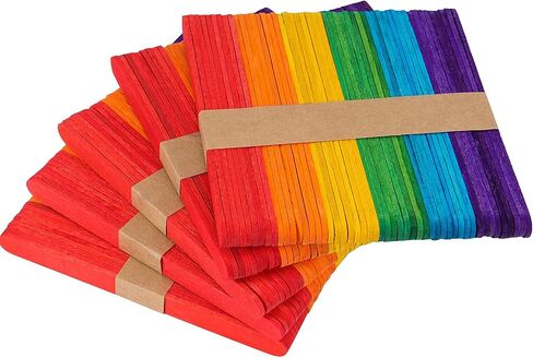 ZOENHOU 1000 PCS Colored Popsicle Sticks, Large Colored Craft Sticks Wooden Lolly Sticks Jumbo Lollipop Sticks for DIY Craft in Kuwait