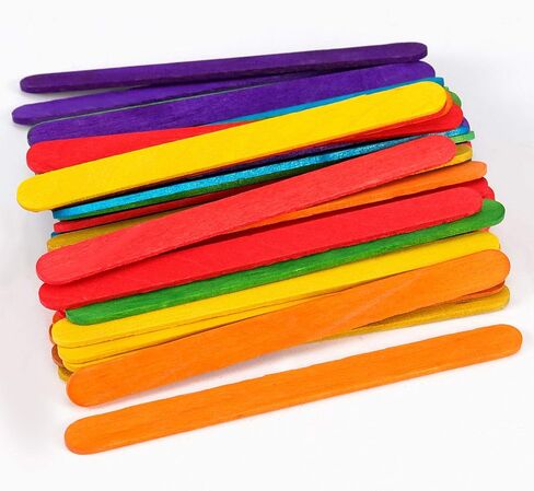 ZOENHOU 1000 PCS Colored Popsicle Sticks, Large Colored Craft Sticks Wooden Lolly Sticks Jumbo Lollipop Sticks for DIY Craft in Kuwait