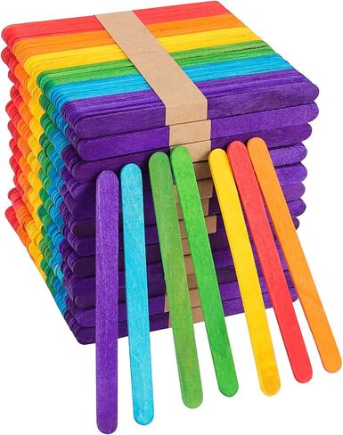 ZOENHOU 1000 PCS Colored Popsicle Sticks, Large Colored Craft Sticks Wooden Lolly Sticks Jumbo Lollipop Sticks for DIY Craft in Kuwait