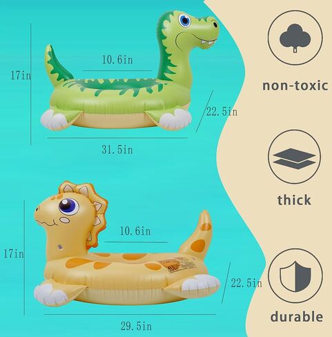zq ديناصور بركة يطفو الأطفال 2 حزمة أنبوب حمام السباحة يطفو لحمام السباحة، نفخ حمام سباحة الأطفال يطفو طوافات السباحة حلقات السباحة الأنابيب الداخلية لحفلة حمام السباحة، تي ريكس وتريسيراتوب العوامات in Kuwait