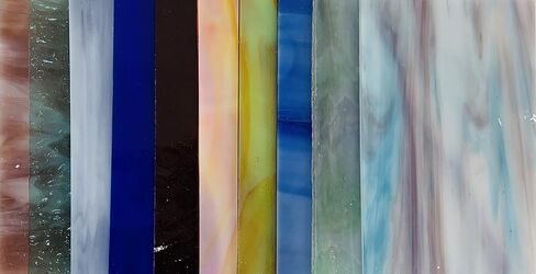 20 ورقة SPECTRUM، Wissmach، Kokomo، حزمة متنوعة متنوعة، زجاج ملون 3 مم (4 × 6 بوصة) نسيج كاتدرائيات الأوبال من Crafter's Best in Kuwait