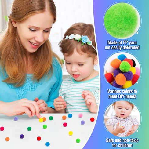 500 قطعة من كرات بوم بوم 1 انش للفنون والحرف اليدوية - كرات بوم بوم ملونة متنوعة، كرات من اللباد للحرف اليدوية للاطفال والمشاريع المنزلية والحفلات والعطلات والديكورات الابداعية in Kuwait
