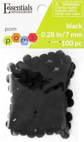 كرات بوم بوم من ايسينشالز باي ليجر ارتس - لون اسود - 7 ملم - 100 قطعة من كرات بوم بوم للفنون والحرف اليدوية - كرات بوم بوم للحرف اليدوية - كرات منفوشة للحرف اليدوية in Kuwait