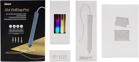 Hot Foil Pens with 4 Size Metal Tips & 4pcs Heat Activated Foil Roll Sets for Card Making Scrapbooking Tools All in One Kits Drawing Pen USB Powered DC5V Foil Quill Starter Kits in Kuwait