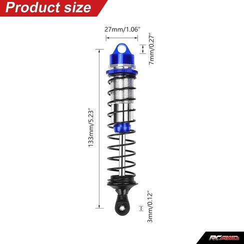 RCAWD Shock Absorber for Maxx 1/10 Upgrades, Front Rear RC Shocks Damper with Spring Adjustable Aluminum Parts for # 89086-4,# 89076-4, # 8961 Red in Saudi Arabia