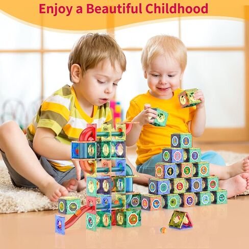 132Pcs Magnetic Tiles Marble Run Building Set for Kids, Marble Run Race Magnet Blocks Toys, Child STEM Learning & Educational Brain Development Toys for Age 6+ 7 8 9 10 Boys Girls Birthday Xmas Gift in Kuwait