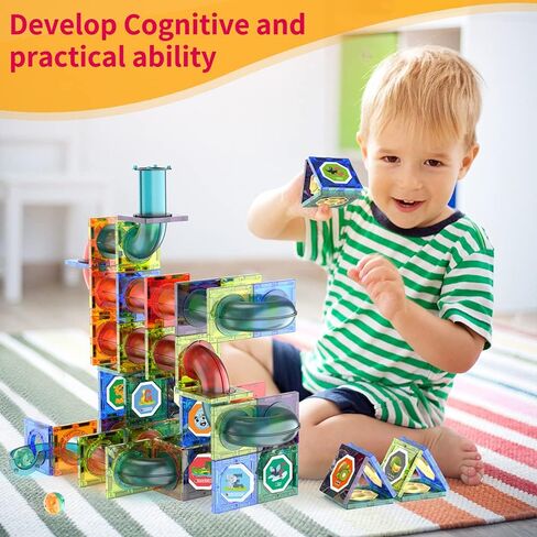 132Pcs Magnetic Tiles Marble Run Building Set for Kids, Marble Run Race Magnet Blocks Toys, Child STEM Learning & Educational Brain Development Toys for Age 6+ 7 8 9 10 Boys Girls Birthday Xmas Gift in Kuwait