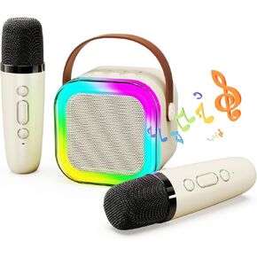 Portable Karaoke Machine,Mini Wireless Karaoke Machine,with 2 Microphone,Bluetooth Karaoke Speaker,with Funny Voice,4-12 Years Old Karaoke Machine for Kids, for Kids