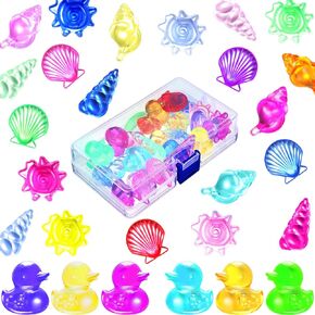 Skylety 24 Pieces Diving Gem Pool Toy Ocean Theme Colorful Diamond Diving Toy with Clear Box Marine Animals Gem Acrylic Summer Underwater Gemstone Pool Party Favors for Kids Swimming Bath(Retro Style)