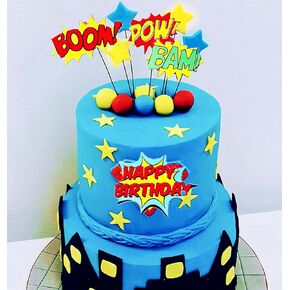 Superhero Bat Birthday Cake Topper Happy Birthday Cake Decorations for Hero Themed birthday Party Supplies Bat Birthday Decor