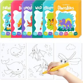 THE TWIDDLERS - 24 Pack 6 Themes Bulk Mini Coloring Books for Kids Ages 3+, Includes Farm & Wild Animals, Birds, Sea, Crawlies - Dinosaur Coloring Book Party Favor, Classroom Activity Books