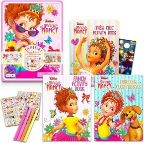 Classic Disney Fancy Nancy Tote Bag Activity Set - 3 Pc Bundle with Fancy Nancy Tote Bag, Coloring and Activity Tin with 50+ Stickers, Coloring Pages, and More (Fancy Nancy Crafts for Girls). in Kuwait