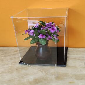 Clear Acrylic Display Case-Assemble Countertop Box with Black Base ,Dustproof Protection Showcase for Action Figures Toys Collectibles (10x6x5.5in/25x10x14.5cm)