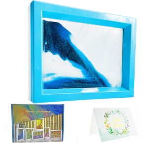 Dynamic Sand Art Picture Ocean Heart, Moving Sand Picture Art for Autistic, Desktop Art Decor Toys, Sand Sculptures in Motion Office Relax Toys to Keep You Calm! (7.3 x 5.7 inch - Blue) in Kuwait