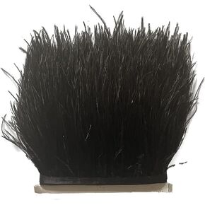 LONDGEN 2Yards Colorful Ostrich Feathers Fringe Trims for Craft Dress Sewing, Clothes, Shoes and Hats Decoration Making Wedding Decoration(Black)