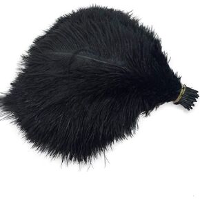 Sowder 50pcs Natural 8-10inch(20-25cm) Ostrich Feathers Home Wedding Decoration(black)
