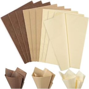 Whaline 120 Sheet Assorted Brown Tissue Paper 15 x 20 Inch St. Patrick's Day Gift Wrapping Paper Decorative Gift Wrap Tissue Paper Art Paper Crafts for Fall Harvest Holiday Pompom, 3 Colors in Kuwait