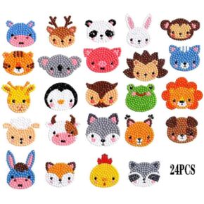 مجموعات ملصقات طلاء ألماس 5D DIY، 24 نوعًا من ملصقات فنية ماسية ثلاثية الأبعاد للحيوانات طلاء كرتوني بالأرقام ملصقات فسيفساء ماسية فنية ملصقات حرفية ماسية للأطفال DIY فسيفساء ماسية in Kuwait
