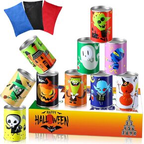 Halloween Carnival Games, Halloween Party Games Bean Bag Toss Game for Kids and Adults Carnival Metal Cans with 3 Bean Bags for Holiday Birthday Party Outdoor Indoor Games in Saudi Arabia