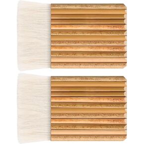 2 Pieces Hake Blender Brush Bamboo Brush for Ceramics Paint Brush Applicator Artist Drawing Brush Craft Painting Brushes for Watercolor, Wash, Ceramic and Pottery Painting (Classic Style)