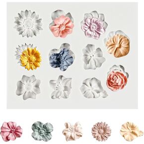 قوالب زهرة البوليمر الطين زهرة قوالب كعكة فندان 13 تجويف قوالب سيليكون زهرة صغيرة للشوكولاتة فندان كعكة بوليمر طين الصابون صياغة المشاريع DIY صنع المجوهرات الأقراط الديكور (دائري) in Kuwait