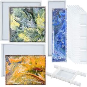 Rolling Tray Epoxy Resin Silicone Molds Raised Edges with Fixed Frames, Square and Rectangle 3-in-Set Large Size in Kuwait