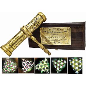 ايه اس هاندكرافتس مشكال نحاسي يدوي الصنع مع صندوق خشبي - هدية محفورة لابنتي - مظهر عتيق - لمسة نهائية عتيقة - مشكال للاطفال والاصدقاء والعائلة والاطفال - عدسة عاكسة ثلاثية الابعاد in Kuwait