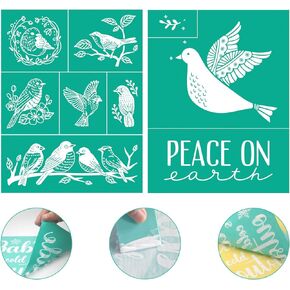 BOOLOOEN استنسل الشاشة الحريرية ذاتية اللصق استنسل نقل الاستنسل القابل لإعادة الاستخدام وقابل للغسل شبكة الاستنسل للنسيج الخشبي ديكور المنزل DIY مجموعة 2 قطعة 8.5 × 11 بوصة (طائر حمامة السلام) in Kuwait