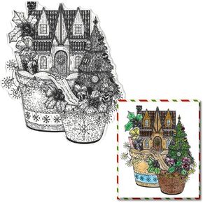 Hying Christmas Background Clear Stamp for Card Making, Christmas Winter Tree Branch Transparent Rubber Stamp for Bullet Journal DIY Scrapbook Decoration Handmade Craft Notebook Winter Dead Tree Stamp
