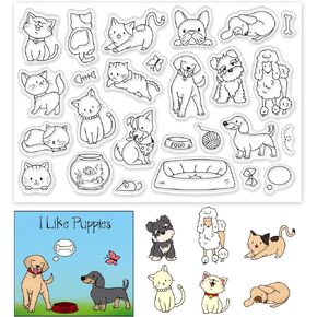 PH PandaHall Dog Clear Stamps, Transparent Craft Stamps Pet Doggie Shape Patterns Rubber Stamps Animal Stamps for Scrapbooking Card Making Easter Decoration Photo Card Album Crafting Supplies