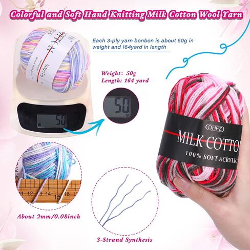 34 Rolls Acrylic Yarn for Crocheting Colorful Knitting Yarn Multi Colored Yarn Soft Rainbow Yarn Crochet Yarn for Crocheting and Knitting Craft Project in Saudi Arabia