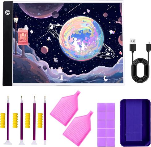 لوحة إضاءة للرسم الماسي مقاس A4 من لاديشان، لوحة إضاءة نحيفة للغاية مع ملحقات وأدوات فنية ماسية، لوحة تتبع قابلة للتعتيم تعمل بمنفذ USB لمجموعات الرسم الماسي in Kuwait