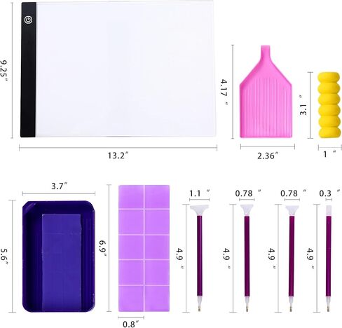 لوحة إضاءة للرسم الماسي مقاس A4 من لاديشان، لوحة إضاءة نحيفة للغاية مع ملحقات وأدوات فنية ماسية، لوحة تتبع قابلة للتعتيم تعمل بمنفذ USB لمجموعات الرسم الماسي in Kuwait