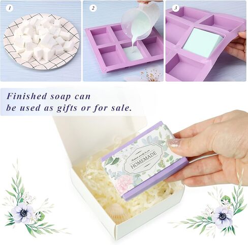 Aoibrloy Soap Making Kits for Adults Beginner with Instructions, Natural DIY Soap Kits with 2lbs. Shea Butter Soap Base, 5 Silicone Soap Mold, Dried Flowers, 4 Essential Oil, 4 Colors, 15 Labels in Kuwait