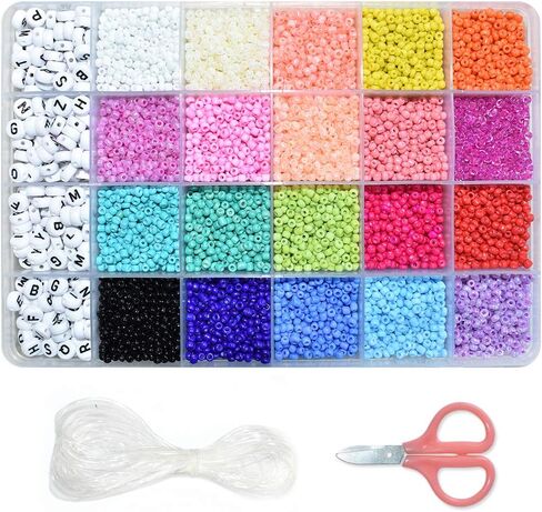 Beads for Bracelets Kit 10000pcs 3mm Glass Seed Beads Multi Color and 280pcs Alphabet Letter Beads for DIY Jewelry Name Bracelets Making and Crafts in Saudi Arabia