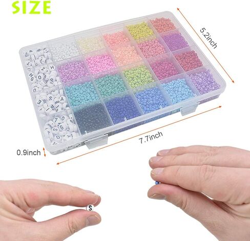 Beads for Bracelets Kit 10000pcs 3mm Glass Seed Beads Multi Color and 280pcs Alphabet Letter Beads for DIY Jewelry Name Bracelets Making and Crafts in Saudi Arabia