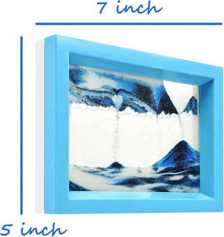Dynamic Sand Art Picture Ocean Heart, Moving Sand Picture Art for Autistic, Desktop Art Decor Toys, Sand Sculptures in Motion Office Relax Toys to Keep You Calm! (7.3 x 5.7 inch - Blue) in Kuwait