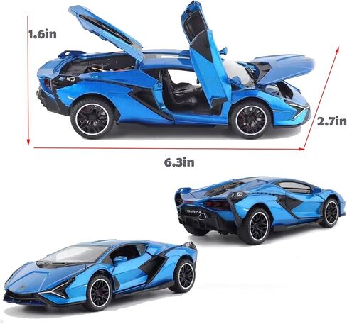 IYEAM Lambo لعبة سيارة Sian FKP3 نموذج سيارة مصبوبة مع أضواء وصوت لعبة سحب للخلف للأولاد من عمر 6 سنوات فما فوق (أزرق) in Kuwait