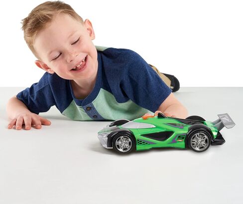 Hot Wheels Color Crashers Mach Speeder Vehicle, 10-Inch Green Motorized Toy Car with Lights and Realistic Racing Sounds, Kids Toys for Ages 3 Up by Just Play in Saudi Arabia