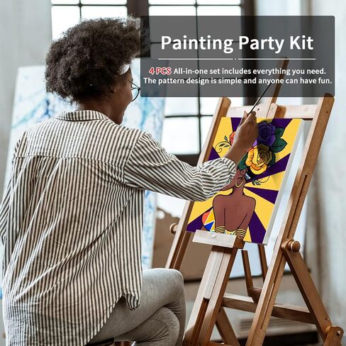 VOCHIC Sip and Paint Kit for Adults,Pre Drawn Canvas 4 Pack Painting Kit Party Girls Night Games Couples Paint Art Set Pray Girl 8x10 in in Kuwait