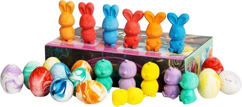 JOYIN 24 Pcs Easter Sidewalk Chalk Set, Easter Eggs Bunny Chicken Gifts for Boys Girls Kids Toddlers for Basket Stuffers Fillers Party Favors in Saudi Arabia