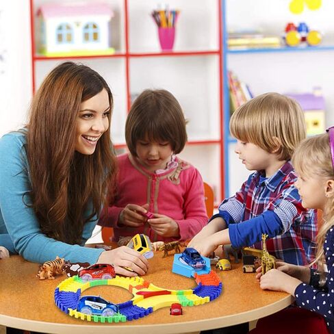 مسارات بديلة للسيارات فقط، لعبة سيارات للمسارات السحرية تتوهج في الظلام، ملحقات مسارات سيارات السباق مع 5 مصابيح LED وامضة، متوافقة مع معظم مسارات السيارات للأطفال الأولاد والبنات (4 عبوات) in Kuwait